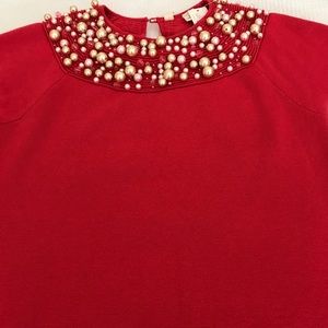 NWT red beaded Moth short sleeve sweater (XSP)